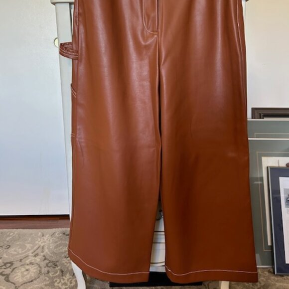 Staud natural brown faux-leather pants in size 8. - Picture 3 of 6